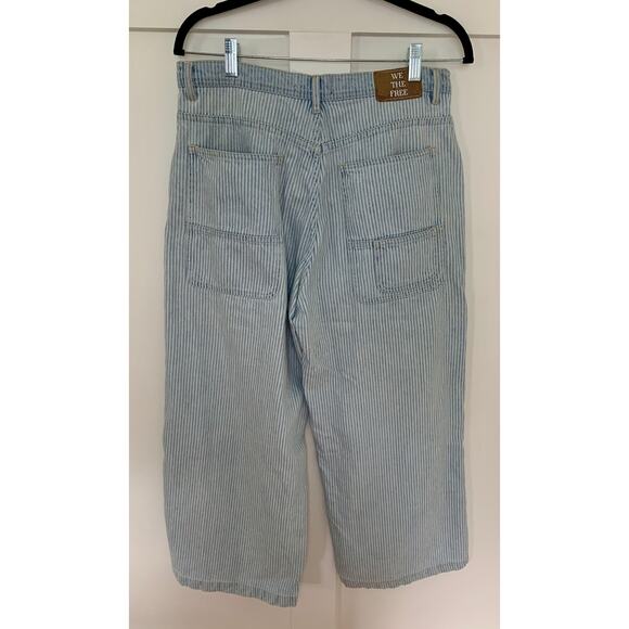 We The Free‎ Piper Mid-Rise Crop Wide-Leg Jeans in Blue Striped Size 30 Denim - Picture 4 of 5